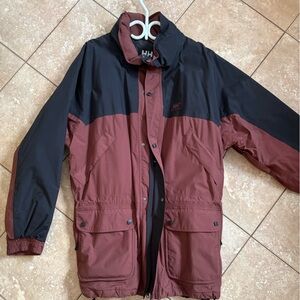 Helly Hansen Men's Burgundy and Black Raincoat